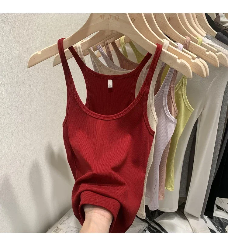 Layering Outerwear Tees 2026 Sommer Y2K Hot Girl Gestricktes Geripptes Damen-Camisole Figurformendes Ärmelloses Tanktop – Detail 26