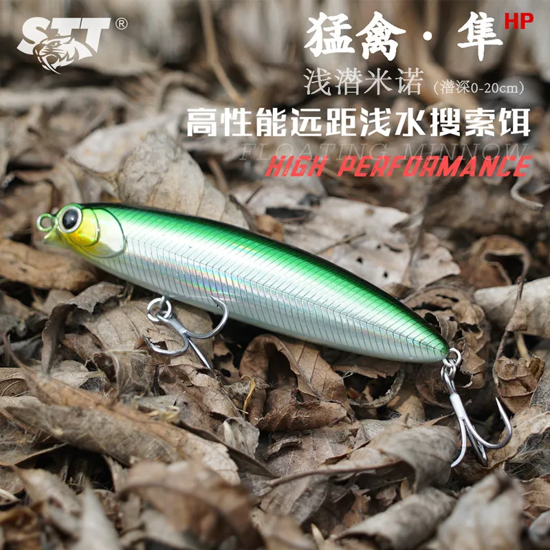 New STT Raptor Floating Minnow Fishing Lure 80mm/10g Artificial Wobbler Long Range Shallow Water Search Fake Bait Fishing Tackle