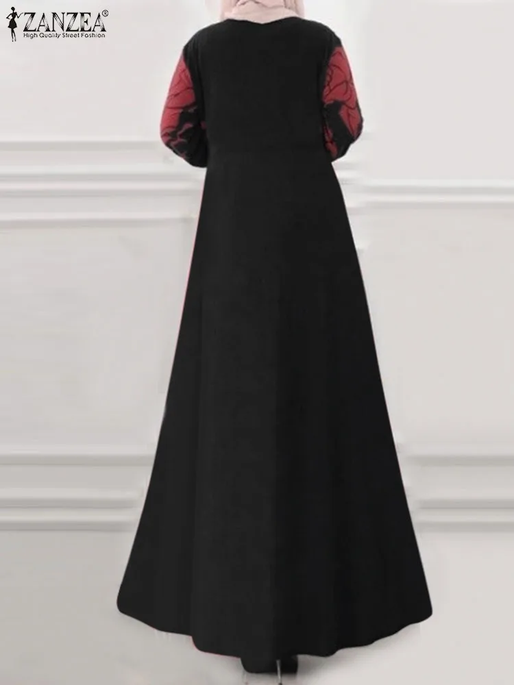 ZANZEA-Robe Hijab à Imprimé Floral pour Femme, Vêtement à lèvent, Élégant, à la Mode, Turquie, Eid Mubarek, Abaya, Collection Automne 2023