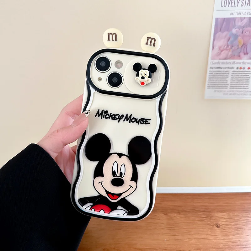 Mickey Mouse Minnie Push window Lens Protection Case For iPhone 14 13 12 11 Pro Max 14 Plus case Cute Cover Sweet Phone Case