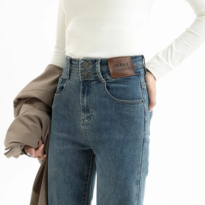 High Waist Straight Leg Denim Jeans Women's plus Size Bla Slimming Nine Tube Pants Autumn New Arrival Cotton Jeans