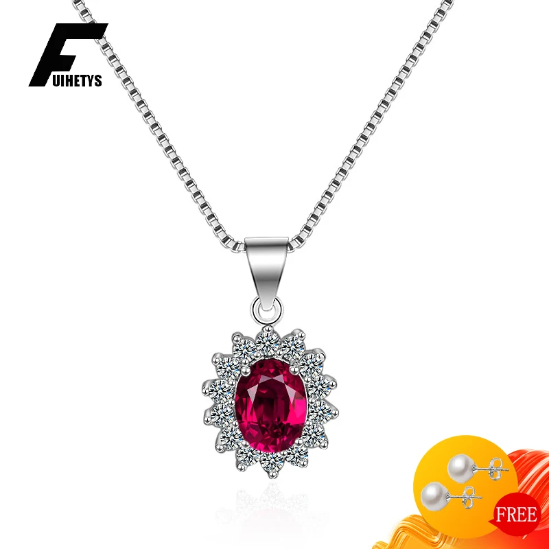 

Classic Women Necklace 925 Silver Jewelry Oval Shape Zircon Gemstone Pendant Accessories for Wedding Engagement Party Wholesale