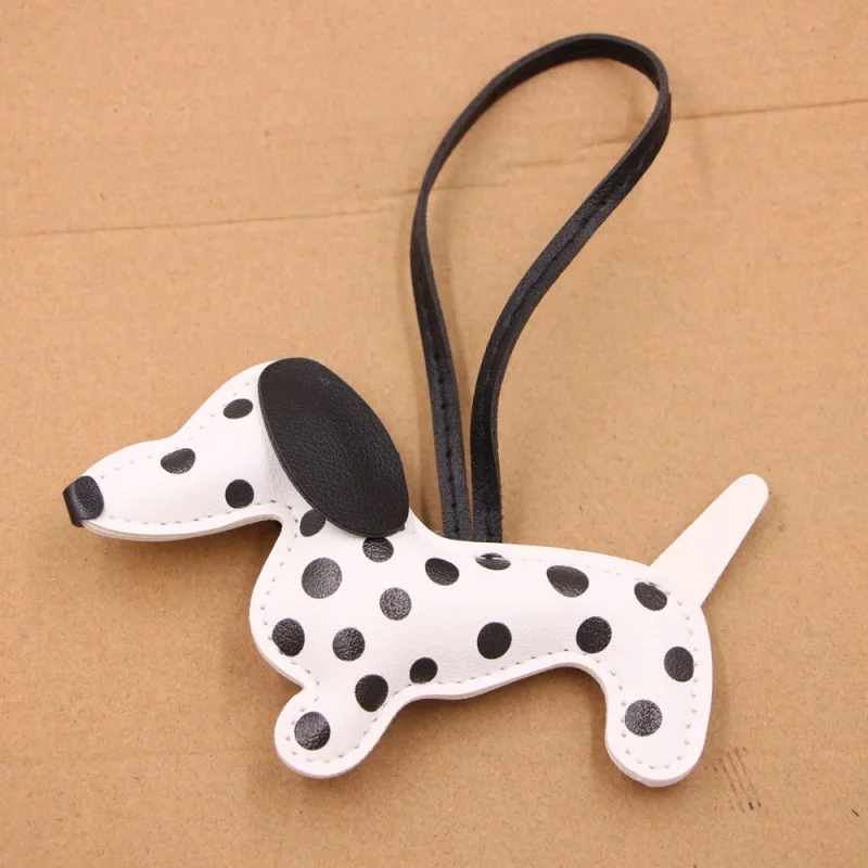 Spotted Dalmatian PU Leather Keychain - Large Statement Bag Charm for Purse, Backpack, Gift for Dog Lover-PU Leather