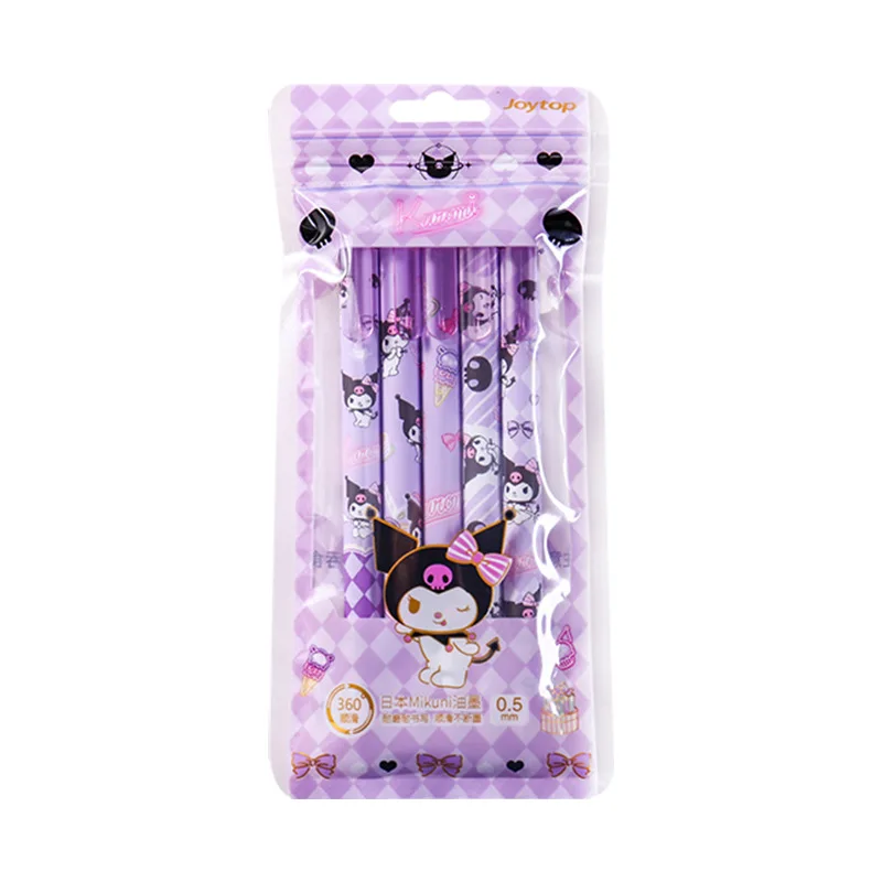 Wholesale 5/PCS Set Kawaii Sanrio Pen Cartoon Anime Stationery Kuromi My Melody Cinnamoroll 0.5MM Black Student Use Kids Gift