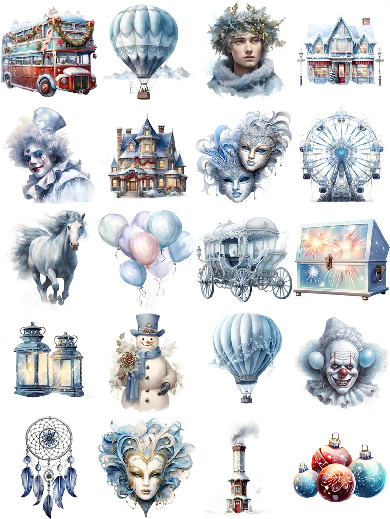 20Pcs/Pack Snow Circus Carnival Sticker DIY Craft Scrapbooking Album Junk Journal Decorative Stickers