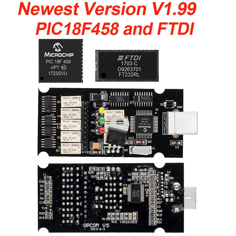 Opcom 1.99 OP COM PIC18F45K80 FTDI chip Can be Flash update OBD2 Car CAN BUS Diagnostic Tool For Opel till 2021 2019 200603a