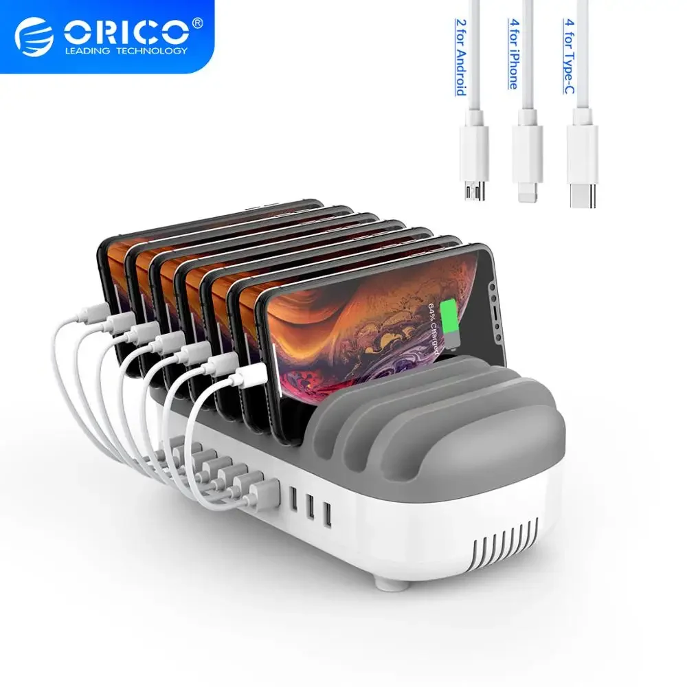 Imagem -02 - Orico-multi-port Usb Carregador Estação de Carregamento Rápido para Casa e Escritório para Macbook Iphone Telefones Xiaomi Pd120w 5v 2.4a