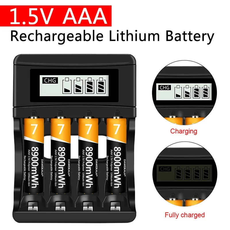 2024 AAA 1.5V Rechargeable Battery Lithium-ion Battery 8900mWh AAA Battery for remote control mouse small fan Electric toy