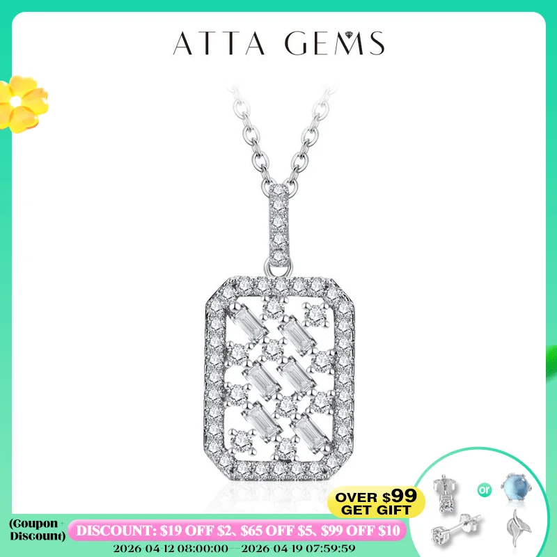 

ATTAGEMS Solid S925 Silver Full Moissanite Necklace for Women D VVS1 Diamond Sparkling Pendent Engagement Luxury Fine Jewelry