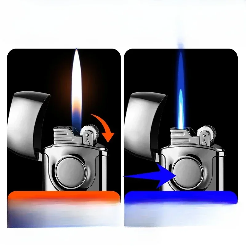 New Double Tube Lighters Flash Visible Gas Cigar Lighter Windproof Flint Gas Lighter Jet Gadgets for Men Cigarette Accessories