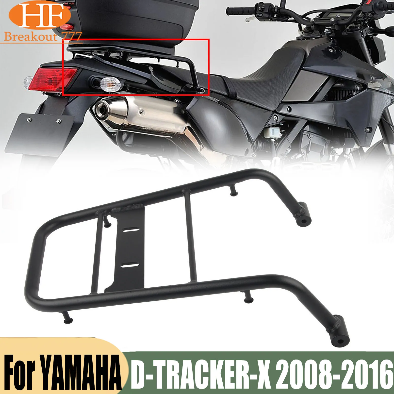 For KAWASAKI D-TRACKER-X KLX250 2008-2016 Motorcycle Rear Cargo Luggage Rack Carrier Black