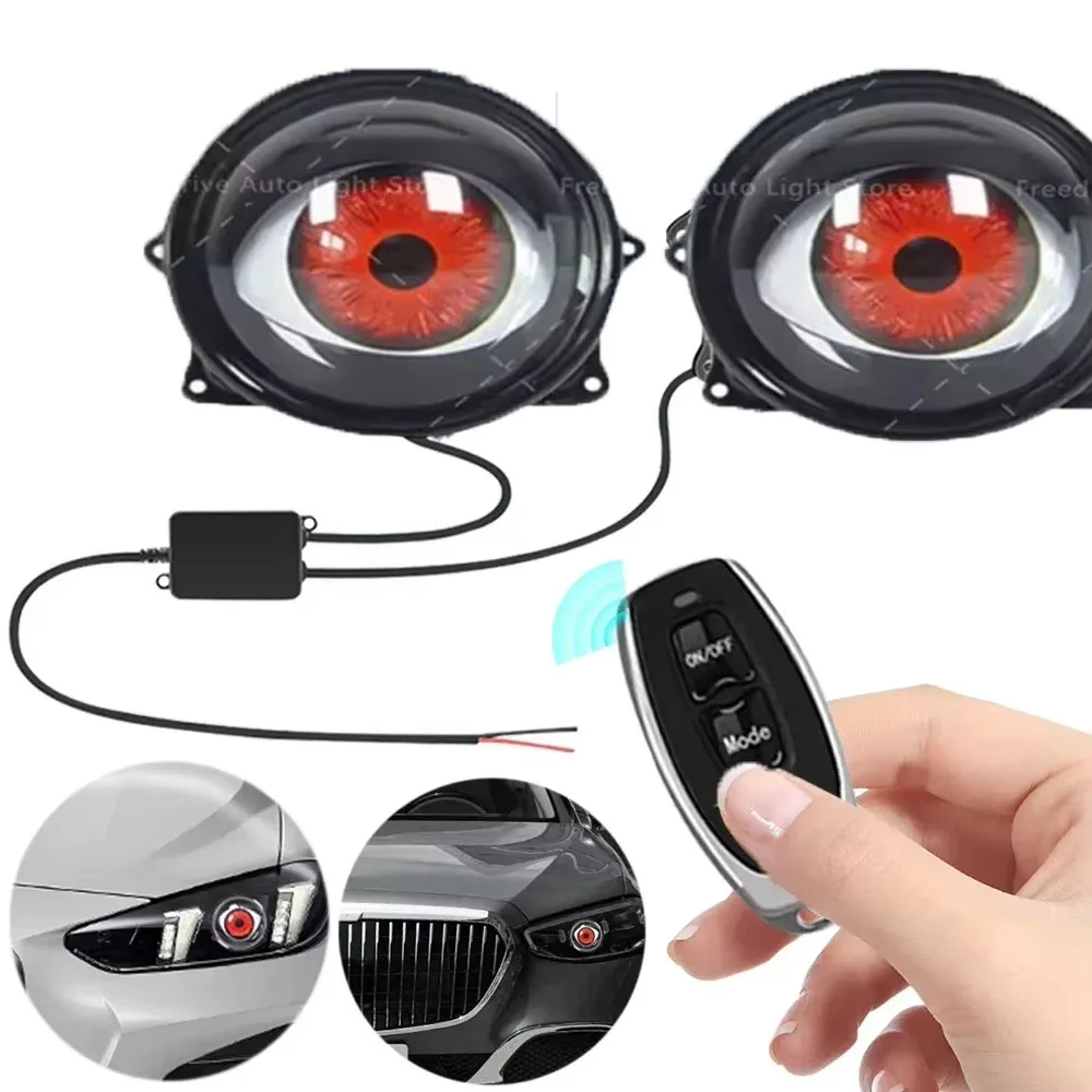 

6 Patterns Dynamic 3 Inch Devil Eyes Lens Lights For 12v Car Demon Eye Red Eye Retrofit Kits Headlight Assembly Auto Accessories