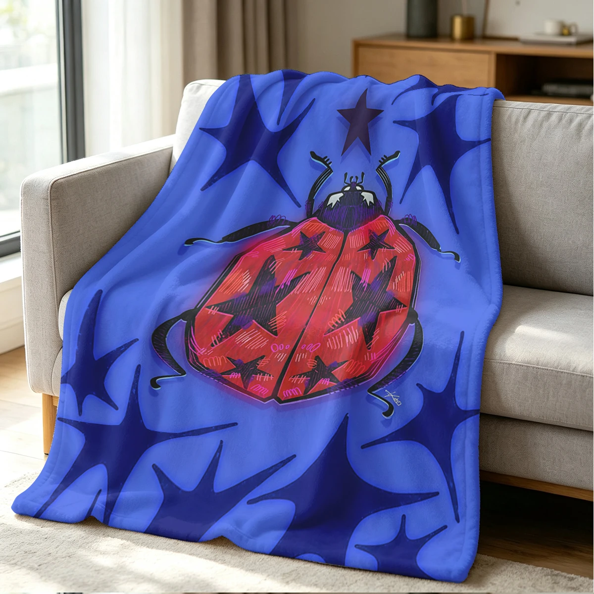 Star Beetle Blanket Soft Cozy Throw for Sofa Bed Festive Holiday Decor Gift for Kids and Adults,Lightweight and Warm