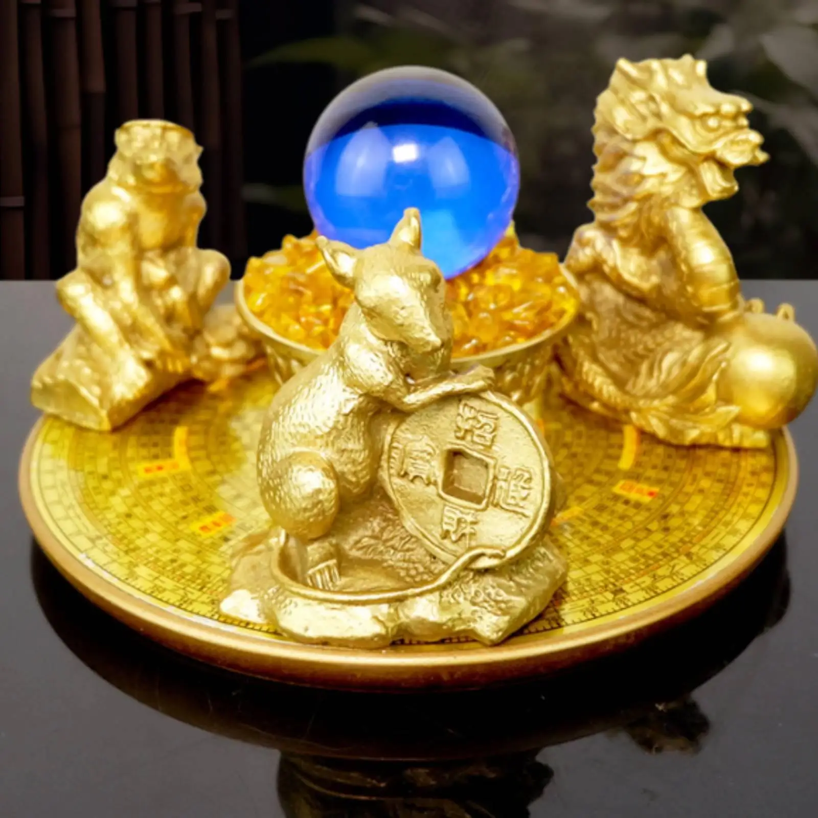 Brass Zodiac Figurine Engraved Animal Sculpture Room Decoration Luxury Decorative Object for Living Space