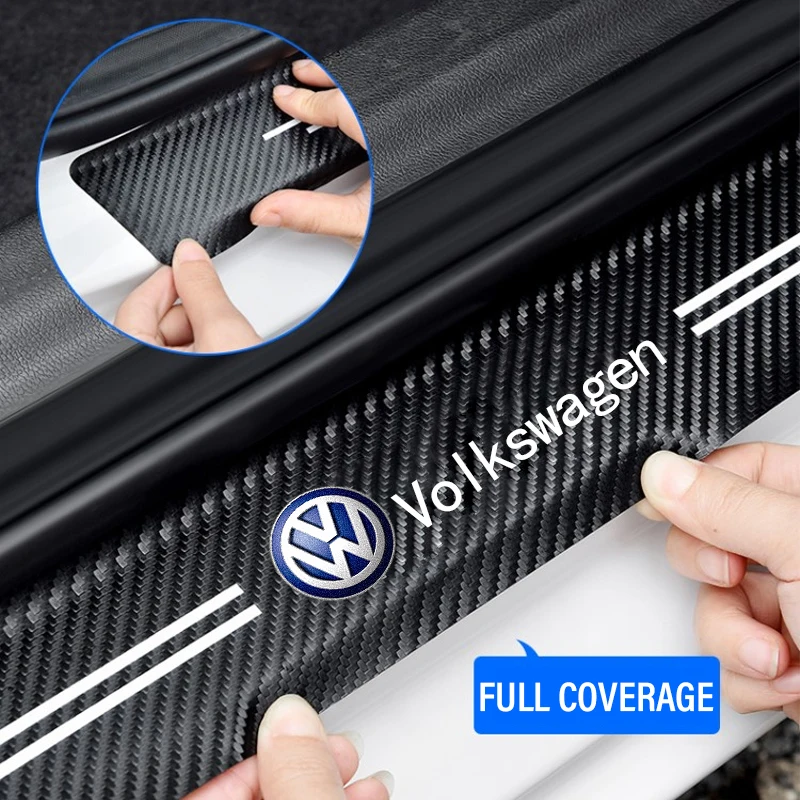 New Car Door Sill Plate Sticker Antiscratch Strip Trunk Protection Decals For VW Beetle Bora Golf Jetta Passat Polo Touran - view 5