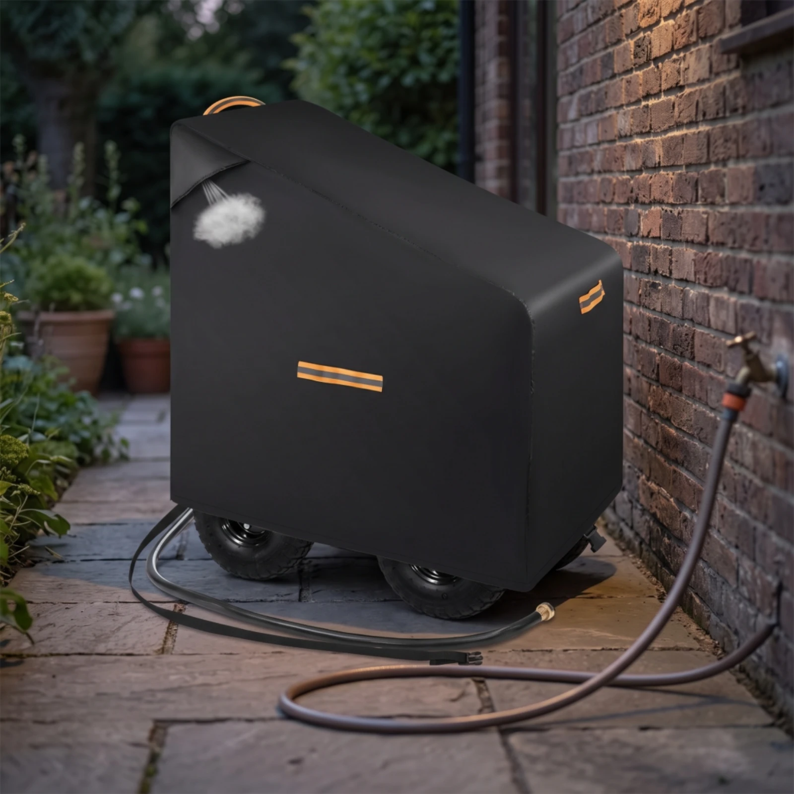Garden Hose Reel Cart Cover Tear-Resistant Hose Reel Cart Cover Windproof Dustproof for Gardeners, Patio, Backyard