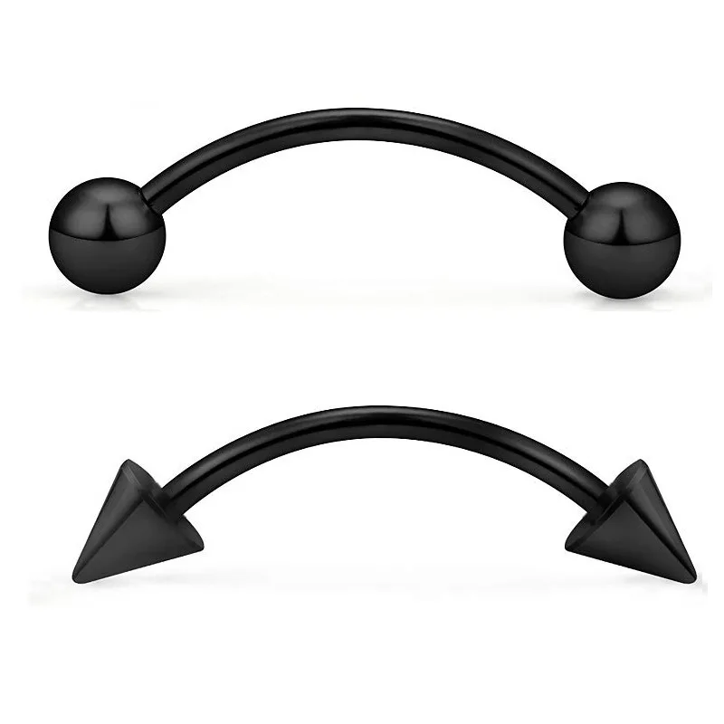 1Pair Eyebrow Piercing Banana Shape Lip Ring Stainless Steel Curved Barbell Stud Helix Navel Cartilage Earring Body Jewelry 16G