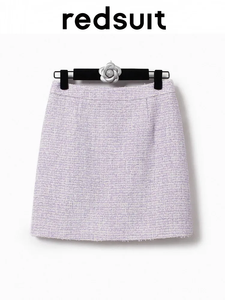New Purple coarse tweed slimming half skirts