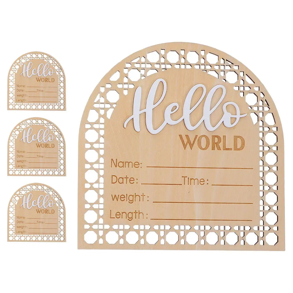 

4Pcs Rustic Baby Wood Announcement Signs Newborn Birth Welcome Nursery Name Photo Prop Welcome Baby Sign Birth Announcement