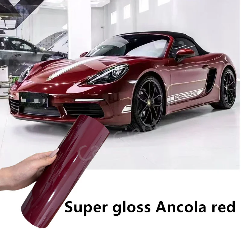 Hyper Gloss Metallic Edition Super gloss Ancola red vinyl wrap film Vehicle wrapping for car wrap Bubble free easy install