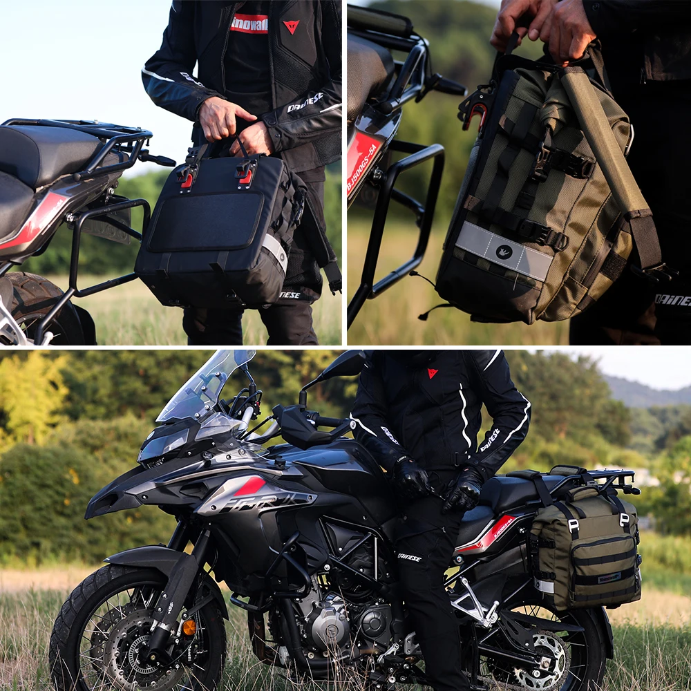 Quick Release Motorcycle Saddle Bag with Removable Waterproof Inner Bag Universal Motorbike Side Bag Travel Luggage Pack Pannier