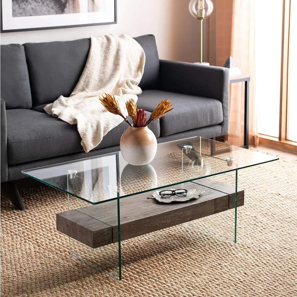 

Safavieh Home Kayley Grey Oak and Glass Coffee Table