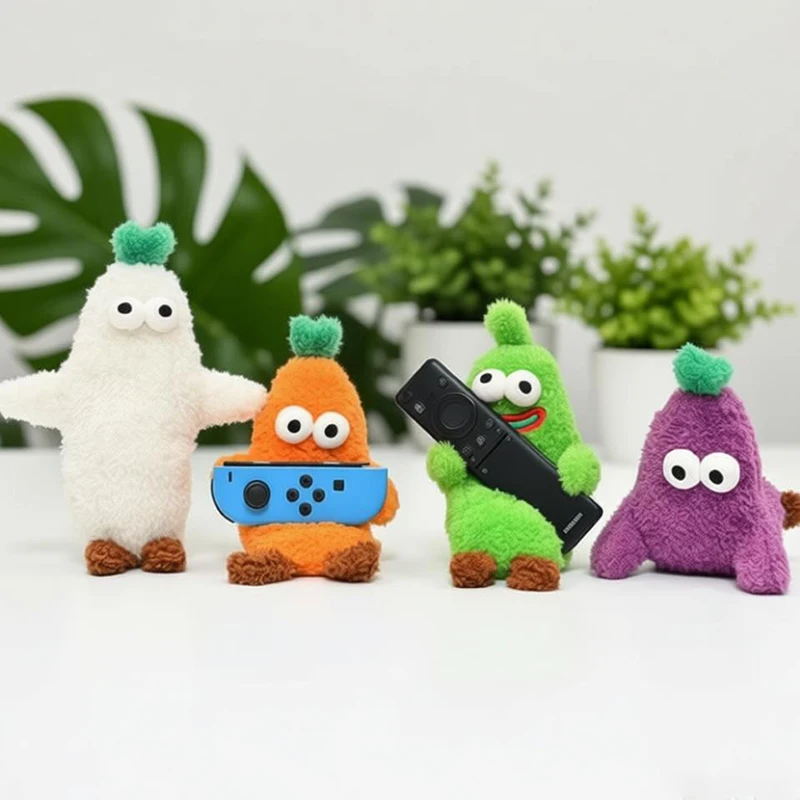 Kawaii Cartoon Vegetable Plush Toy Flexible Twisting Stand Soft Stuffed Radish Eggplant Cucumber Carrot Doll Gift Boy Girls Kids