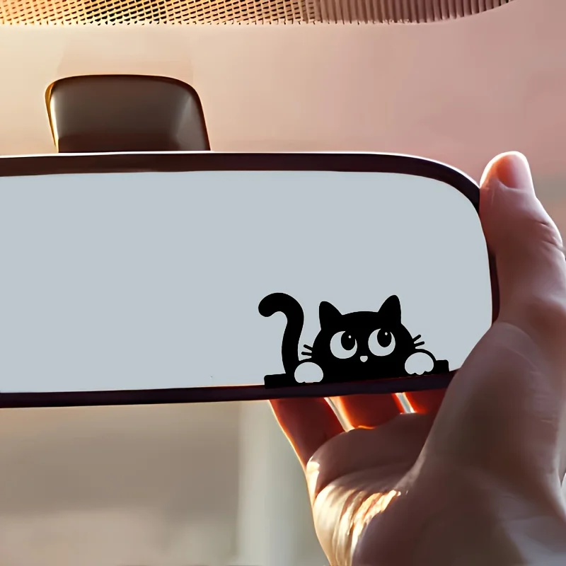 Cute Cat Car Rearview Mirror Sticker Side Window Funny Kitten Decal Xmas Gift Waterproof Vinyl Auto Styling Exterior Accessories view 3