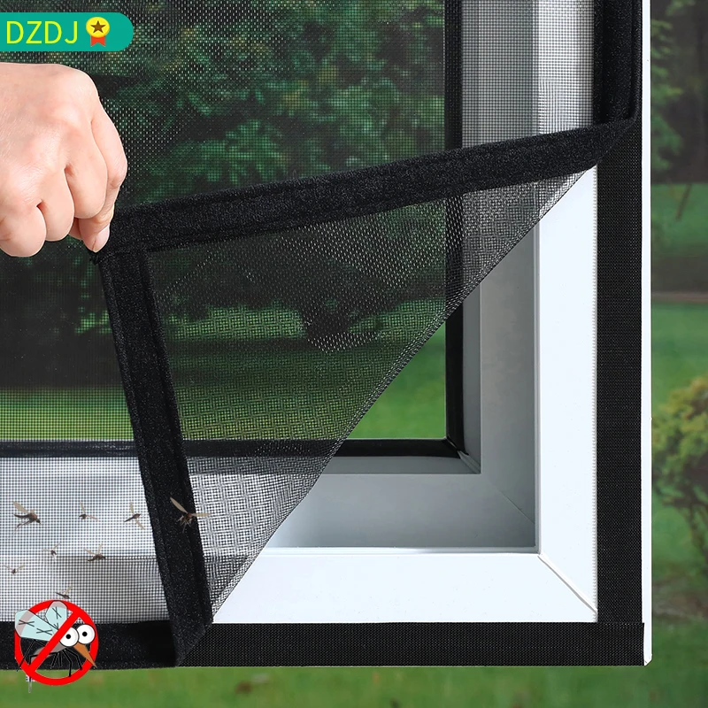 Black, Customized size，Window mesh with zipper Self-adhesive zipper,mosquito nets for windows anti mosquito window door curtain