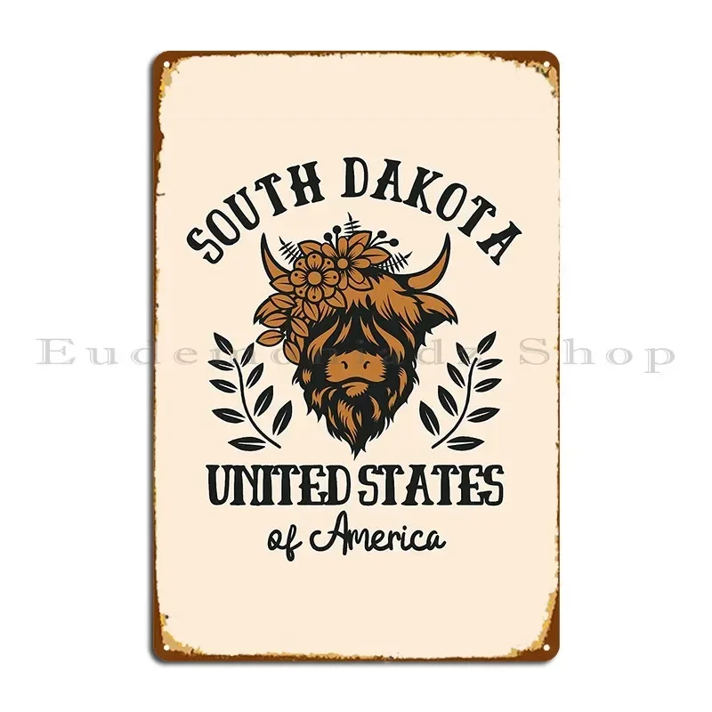 Retro Sixties South Dakota United States Of America Black Metal Plaque Poster Wall Decor Personalized Customized Tin Sign Poster
