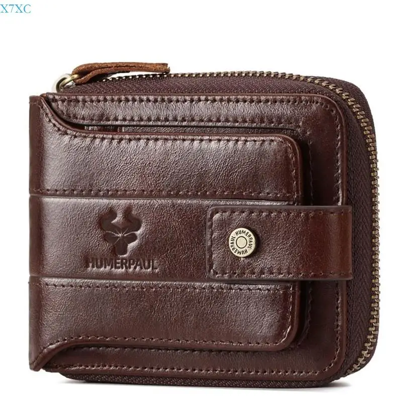 X7XC Multifunctional Men's Wallet with Zipper Coin Compartment Practical and Convenient Purse