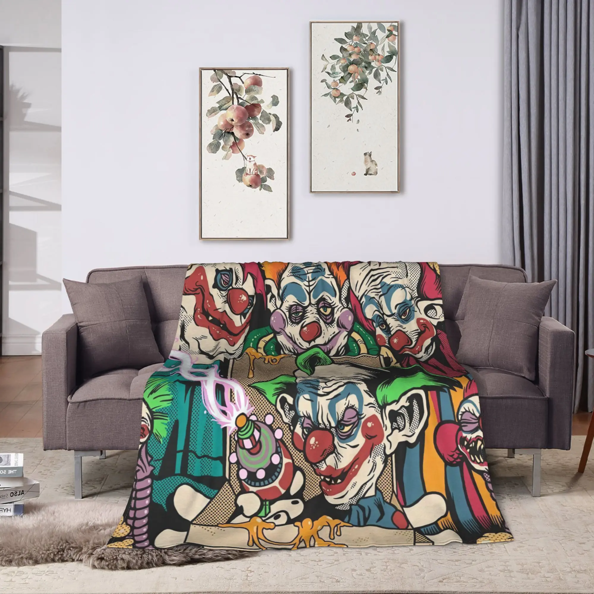 Killer Klowns From Outer Space Wax Blanket Office Flannel Throw Blanket For Couch Chair Warm Quality Bedspread Birthday Present