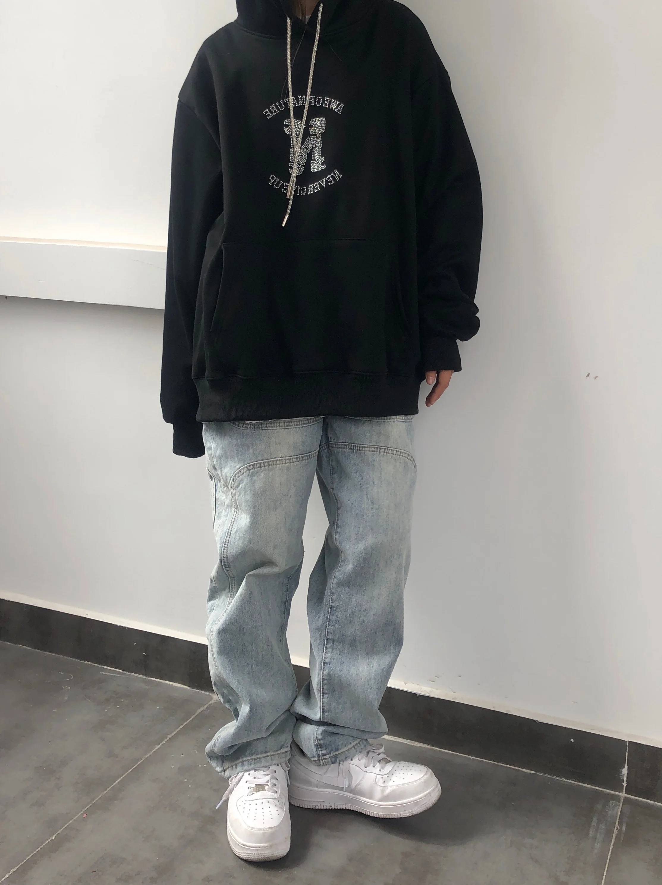 

Waed Denim Jeans Loose Wide Leg Pants ex Casual Streetwear Oversize Long Trousers Youth Faion Autumn Spring Jeans