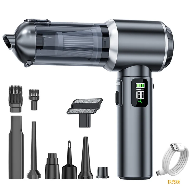 Wireless Car Vacuum Cleaner Power Display Strong Suction Dust Blower Portable Detachable Dust Cup for Car Household Cleaning