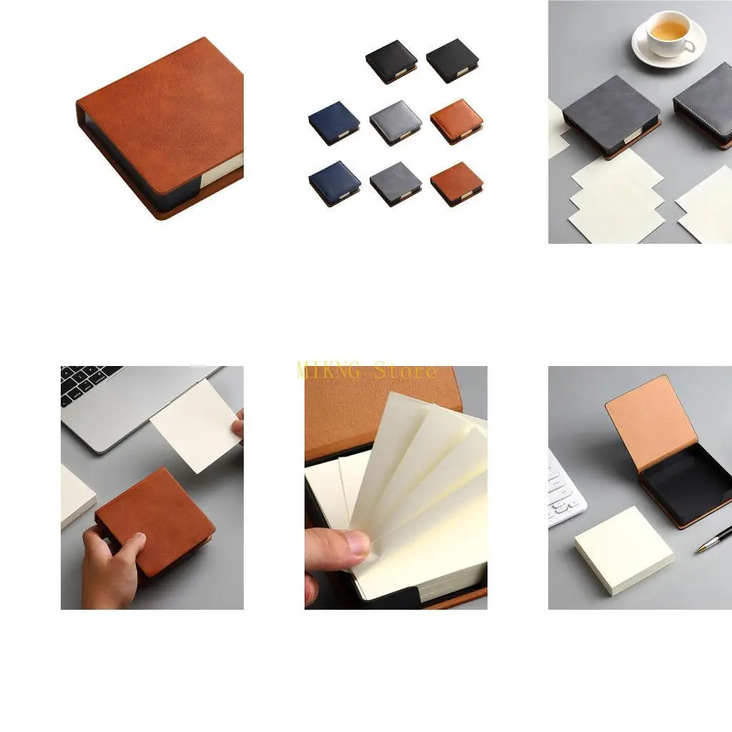 

Fashion Sticky Note Box Leather Memo Pad Dispenser Desktop Supplies for Students Office Worker Child best sale