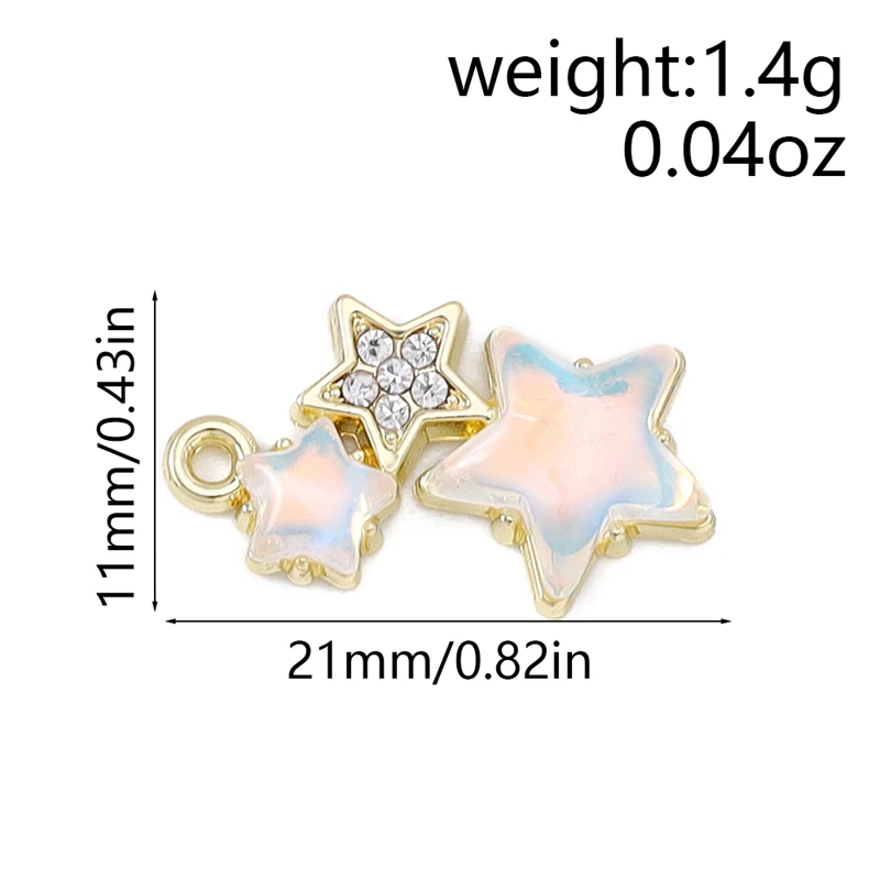 5 Stück 14x19mm Niedliche Kristall-Metal-Mond-Stern-Anhänger für Schmuckherstellung, Ohrringe, Anhänger, Halsketten, Armbänder, DIY-Bastelzubehör – Detail 9