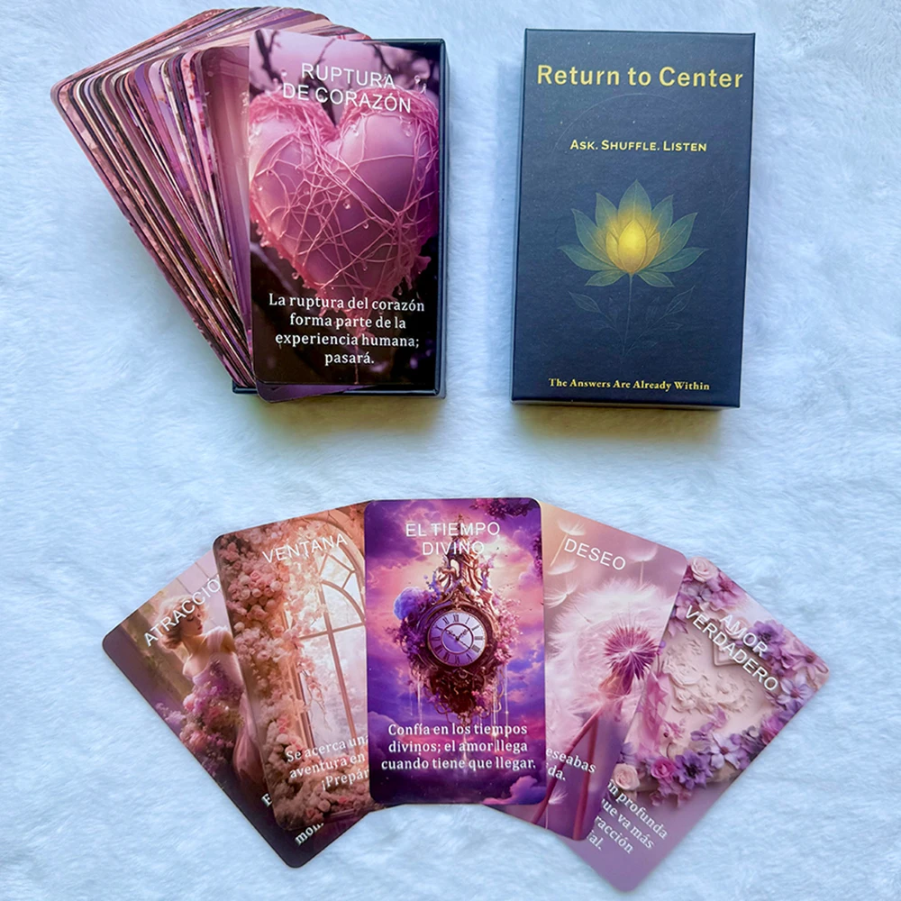 Spanish Love Oracle Cards, 50 Romance Cards for Fortune Telling & Emotional Support, Prophecy Divination Deck, 12x7cm, Taro Card