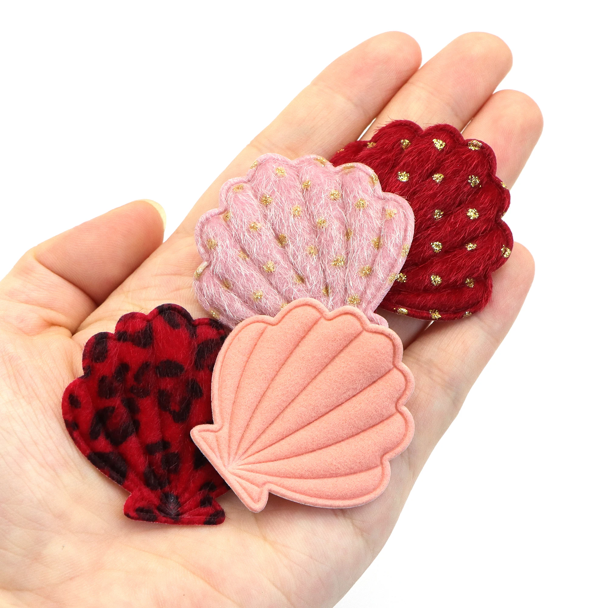 10 Pcs 48*45mm Shell Appliques Embroider Patches for Clothes Hat Sewing DIY Headwear Hair Clips Decor Accessories,10Yc38048