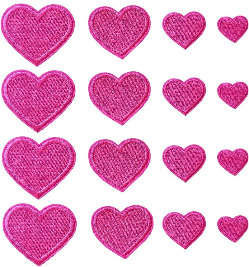 24pcs Love Heart Iron on Patches, Heart Embroidered Patches for Clothing, Jackets, Hats,Backpacks, Jeans DIY Accessories