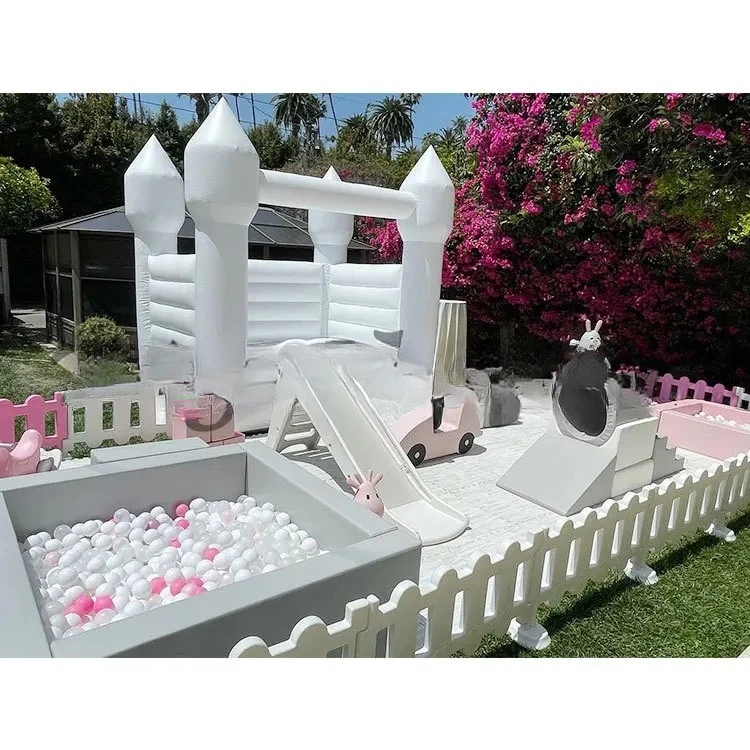 

Popular Indoor Playground Soft Play with Fence Soft Play Equipment Set White Bounce House White Soft Play