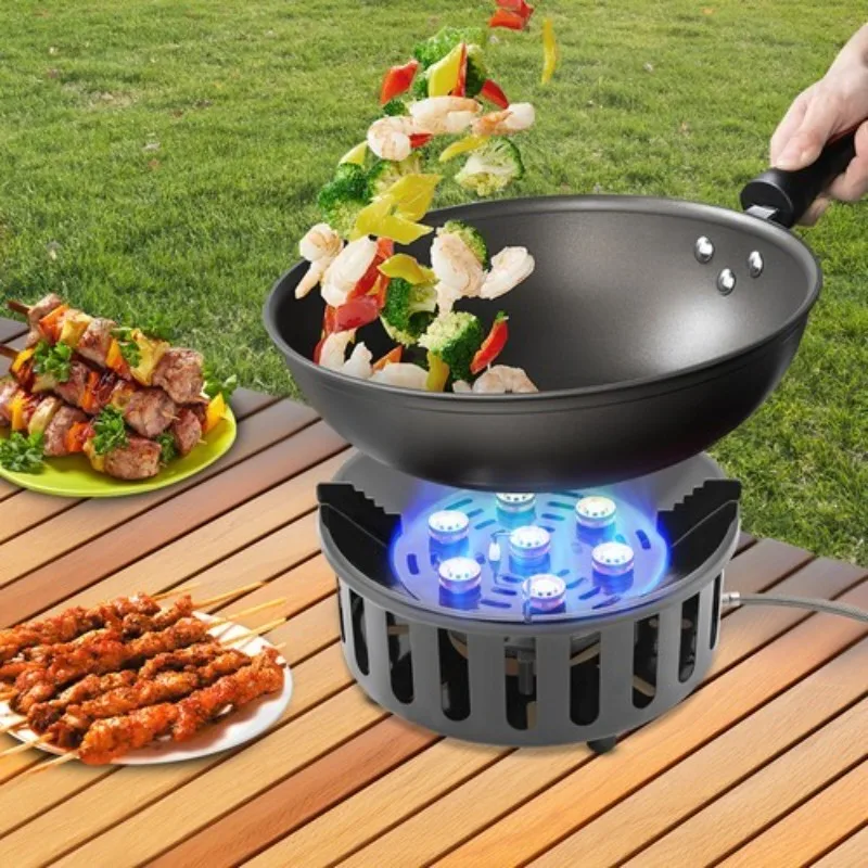 Portable Camping Stove with 72,000 BTU 3 Adapters Windproof Design Electronic Ignition for Hiking Picnic Outdoor Cooking