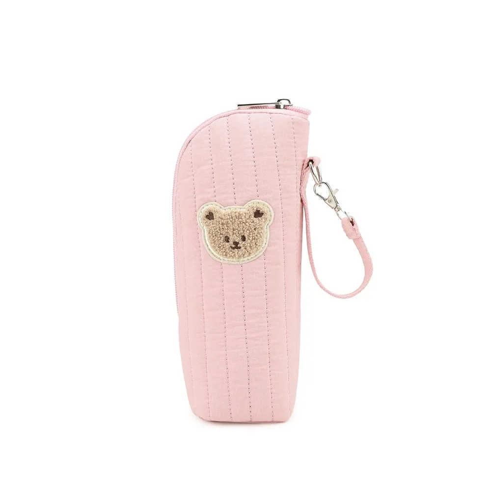 

Cute Bear Baby Bottle Bag Insulated Pure Cotton Baby Bottle Cooler Portable with Handle Milk Bottle Warmer for Daycare Outdoor