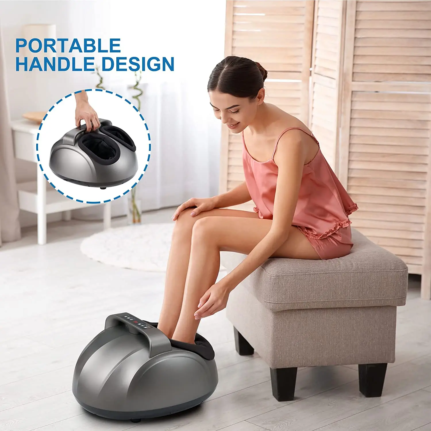 Nowcozy 2023 New Shiatsu Foot Massager Machine,  Air Compression Deep Kneading Foot Massager with Handle