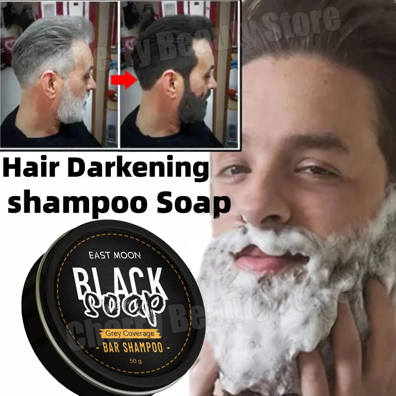 

White Hair to Black Shampoo Dye Soap Natural Color Soap Restore Gray Beard Cover Gray Hair Dye Hair Fixing Shampoo For Man Women