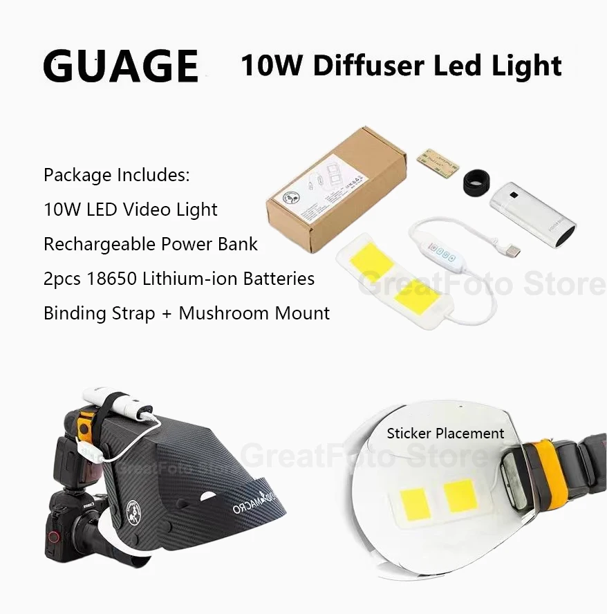 

Guage 10W LED Video Fill Light for All Guage Macro Flexible Soft Box Diffuser Large/Small/Mini
