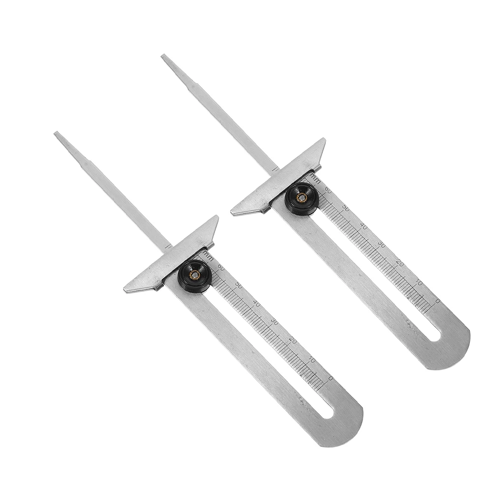 

2pcs Tire Tread Depth Gauge 0-60mm Measuring Tool Silver Wear Resistant Automotive Vehicle Thickness Detection