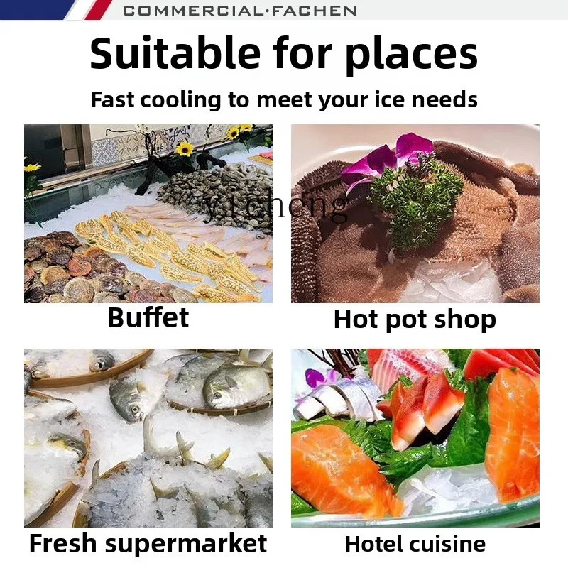 ZZ Macchina per il ghiaccio commerciale di grandi dimensioni Macchina per il ghiaccio fresco per frutti di mare Cubo di ghiaccio di grande capacità
