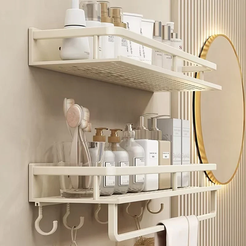 60CM Yellow and White Style Aluminum Bathroom Shelf Shelves Shampoo Rack Storage Holder Kitchen Organizer Wall Rack Bathroom