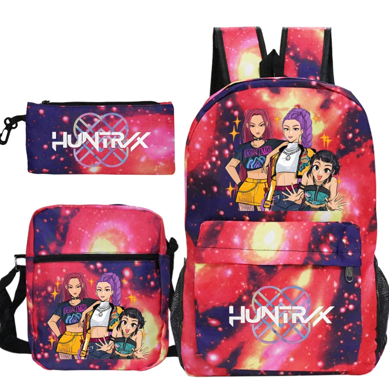 

Детский рюкзак KPop Demon Hunters, комплект из 3 предметов, школьные сумки для мальчиков и девочек, K-Pop, рюкзак для охотников на демонов, дорожный рюкзак Mochilas