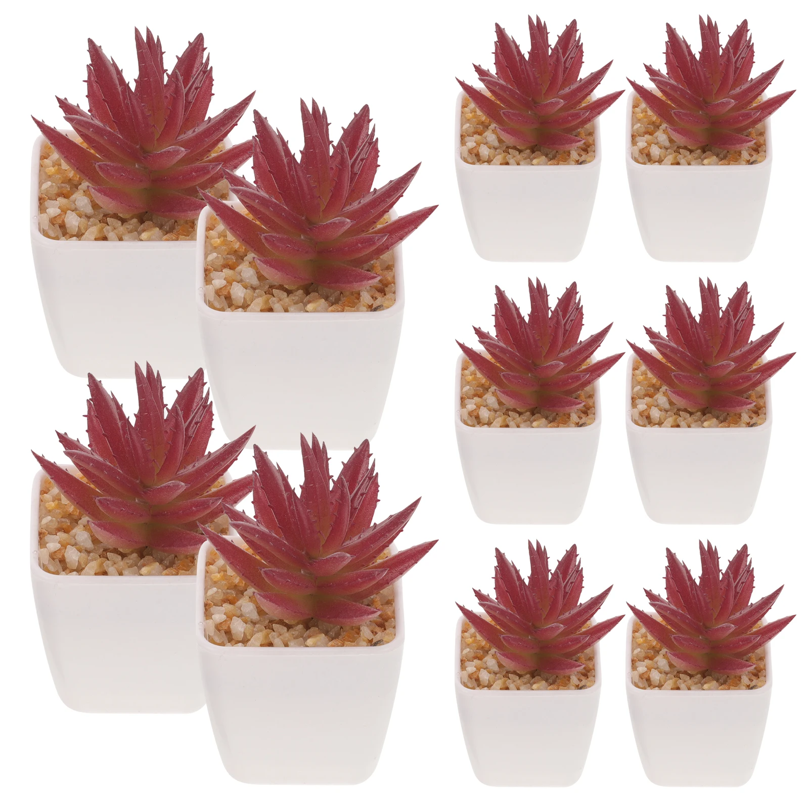 

10pcs Simulated Succulents Mini Artificial Plants Plastic Flowers Small Fake Aloe Red Desk Ornament Office Decoration Miniature
